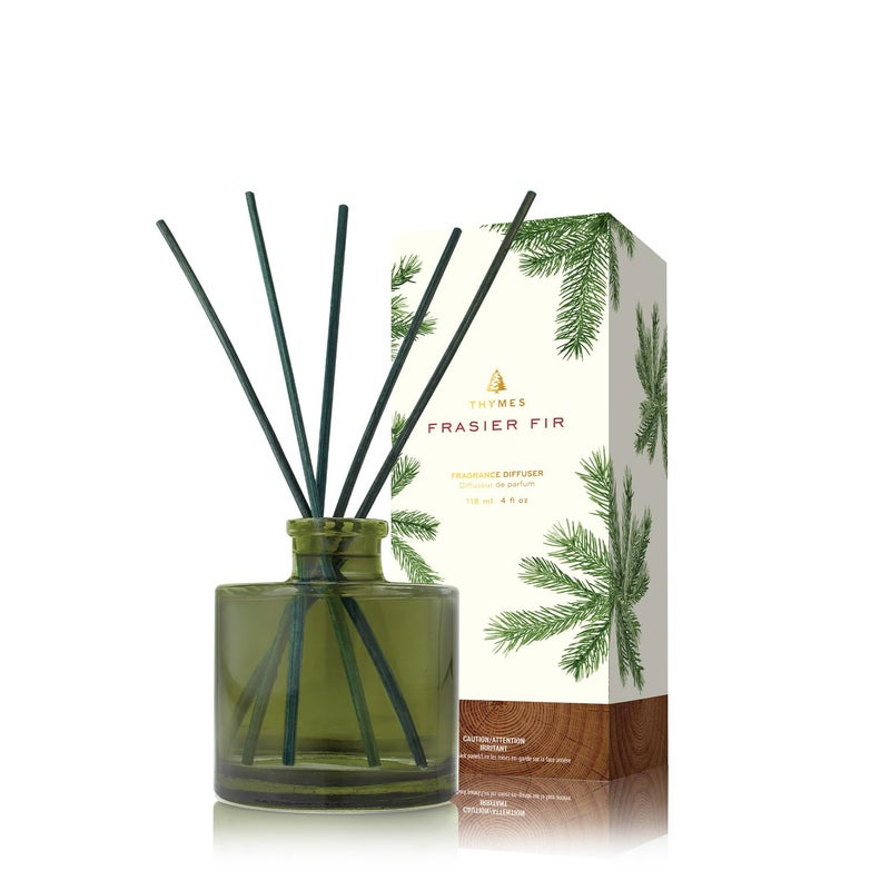 Thymes Frasier Fir Reed Diffuser Set â€“ Includes Reeds, Fragrance Oil, and Frosted Glass Bottle â€“ Fragrance Oil Diffuser â€“ Room Fresheners â€“ Luxury Home Decor â€“ Green (Heritage, 4 fl oz) - Image 1